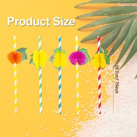 50Pcs Cocktail Straws - Cocktail Accessories for Drinks, 3D Paper Straws, Summer Party Straws, Hawaiian Straws for Cocktail Decorations Tropical Party Cold Drinks, Juices