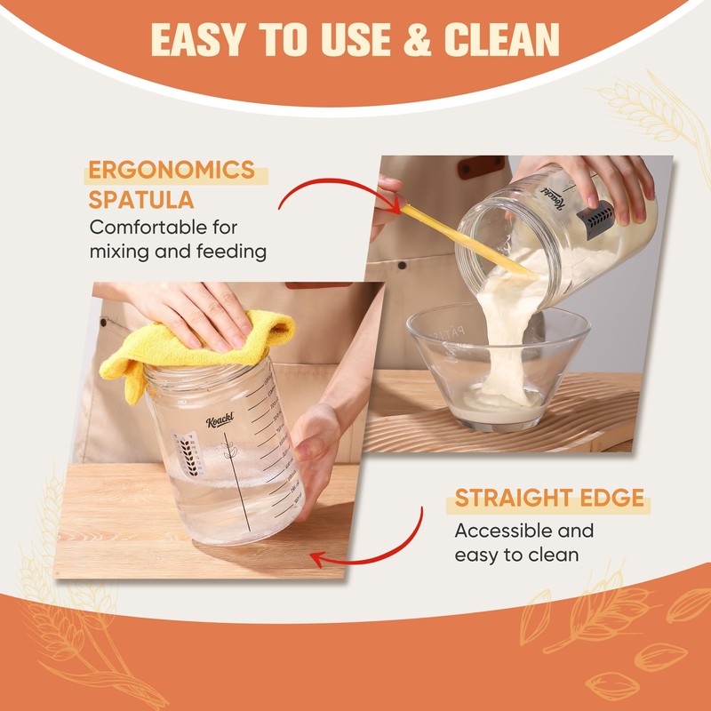 Koackl Sourdough Starter Jar, 40oz Sourdough Starter Kit with Magnetic