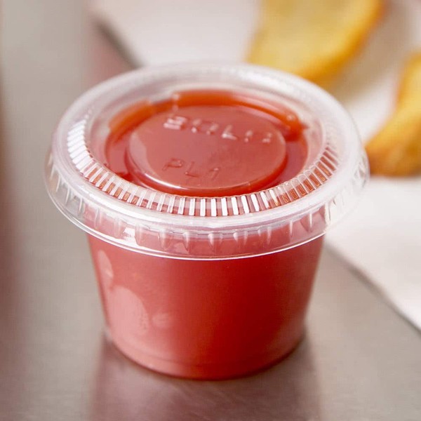 1 OZ Dart Clear Plastic Disposable Portion Cups, Jello Shot, Condiment, Sauce, Sample, Medicine, BPA Free, Made in USA (100 Cups - No Lids)