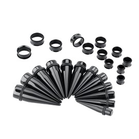 LBZ4ZUONISP 24PC Ear Gauge Stretching Kit Acrylic Tapers and Surgical Steel Tunnels Plugs 00G-20MM Gauge Stretching Kit, us adult, Acrylic, Surgical Steel, agate