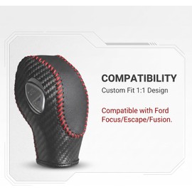 1 pieza de funda para pomo de cambios de coche, protector antiarañazos de piel para palanca de cambios, accesorios interiores cómodos y transpirables, compatible con Ford Escape Focus Fiesta