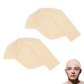FSWWSF Latex Bald Cap 2 Pieces Bald Cap Wig Bald Head for Makeup Adult Bald Cap for Party, Cosplay, Stage Performances, Masquerade