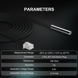 DROK 10K Temperature Sensor Probe, 10pcs 1 Meter Waterproof Temp Sensor Probe, Stainless Steel 3950 NTC Temp Sensor Probe, Digital Temperature Transmitter Extension Cable