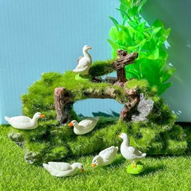 Haohaiblooms 3 Pcs Mini Duck & Goose Figurines - Resin Fairy Garden Decor, Aquarium Fish Tank Accessories, Micro Landscape Moss Terrarium DIY Crafts, Home Ornaments, Gift for Nature Lovers