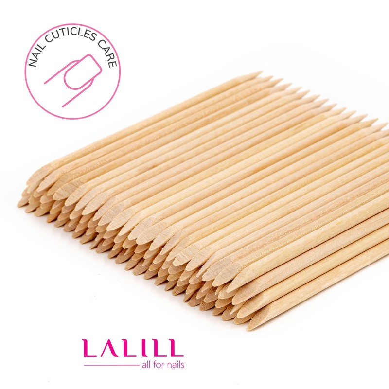 LALILL Wooden Sticks, Pack of 100, Cuticle Pusher, Wooden Orange