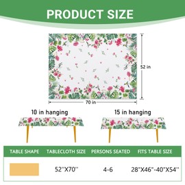 Livcoz Spring Geranium Flower Rectangle Tablecloth 52 x 70 Inch, Tropical Plant Palm Leaves Monstera Decorative Table Cloth Dining Table Cover, Hummingbird Hawaii Dinner Party Picnic Decoration