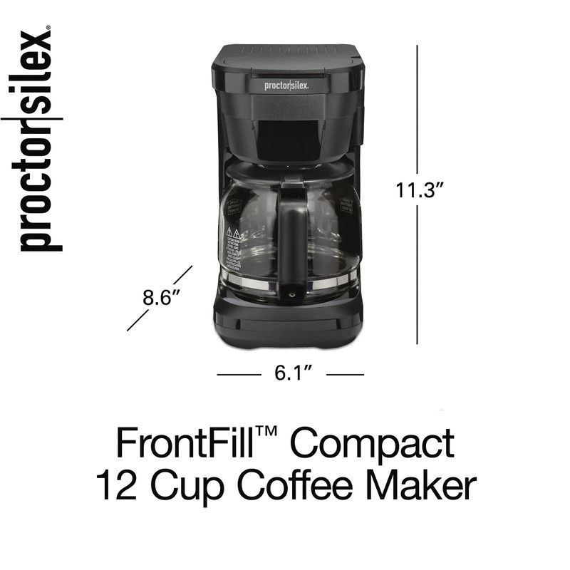 Proctor Silex Front Fill Compact 12 Cup Coffee Maker Glass