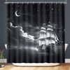 Lokigo Nautical Sailboat Shower Curtain, Marine Theme Sea Ocean Coastal