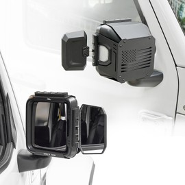 JOYTUTUS Towing Mirrors Extensions Compatible with 2018-2026 Wrangler JL/JLU & Gladiator JT, 360 Degree Rotation Adjustable, Integrated Tactical Rails for Versatile Mounting
