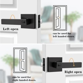 Probrico Entry Door Levers Matte Black with Keys, Heavy Duty Hardware for Exterior Front and Back Door,Lockable, Keyed Entrance Lock,Universal Handling,Transitional Style, 1 Pack