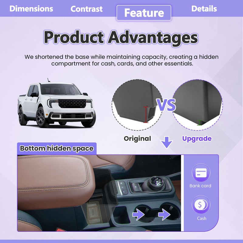 RUNROAD Center Console Storage Box Compatible with 2022 2023 2024