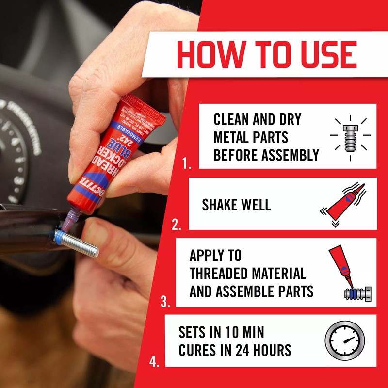 Loctite Threadlocker Blue 242 - Removable Thread Lock Glue for