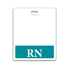 Oversized RN Badge Buddy - Horizontal Extra Large Badge Buddies for Registered Nurses - 3 3/8 X 4 1/8 Role Identification Badge Backer Card for Nurses- USA Printed by Specialist ID (Teal)