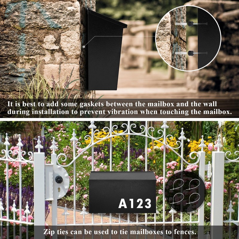 Dalmbox Wall-Mount Mailbox Large Mailbox for Post Rust-Proof Galvanized Steel