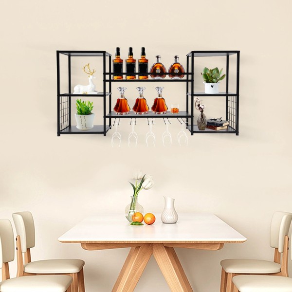 Unbranded Wine Rack Wall-Mount Wine Glass Holder Bar Hanging Goblet