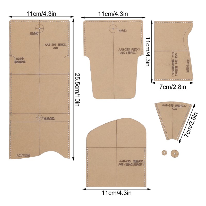 Acrylic Short Wallet Pattern Template Transparent Stencil HandMade Leather Craft