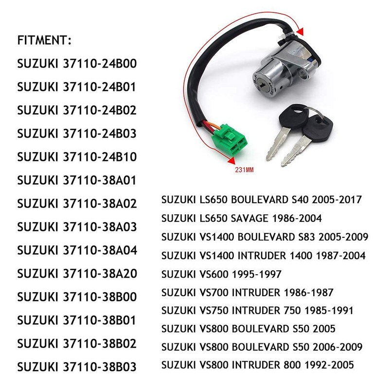 Ignition Key Switch Lock Electrical Set for Suzuki VS700 VS750