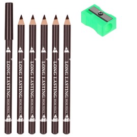 6Pcs Eyebrow Pencils for Women Wooden Hard-Core Eyebrow and Eyeliner Pencil Long Lasting Sweat-Proof Waterproof Beginner Makeup Brow Pencil Create a Natural Eye Brow Makeup with Sharpener (Dark Brown)
