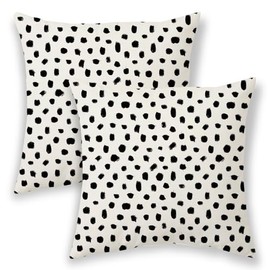 BETGINY Boho Pillow Covers 20x20, Polka Dot Outdoor Decorative Throw Pillows for Bed, Vintage Black White Decor Cushion Covers 2 Pcs Soft Large Linen Pillowcase for Sofa Bed Couch