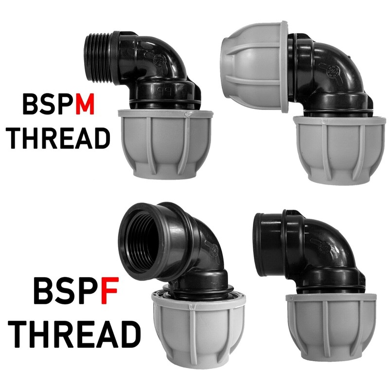 MDPE Compression Connector Fittings 25mm LDPE Water Pipe Elbow Valve