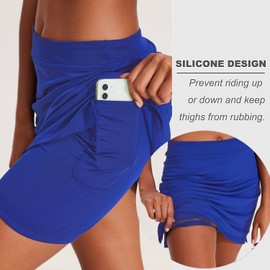Ekouaer Golf Skirts for Woman with Pockets Silicone Grippers Tennis Skirt Inner Shorts Athletic Pickleball Running Skort,Royal Blue Small
