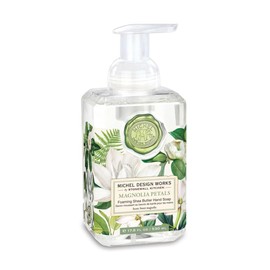 Michel Design Works Foaming Hand Soap 17.8oz, Magnolia Petals Scent and Design, Shea Butter and Aloe Vera Blend, Beautiful Square Container with Pump