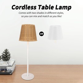 Mr. White Outdoor Waterproof Cordless Wireless Rechargeable Portable Top Touch Battery Operated Powered LED Table Lamp Desk Lamp Lights for Restaurant Kitchen Patio Dinner Dining (White)