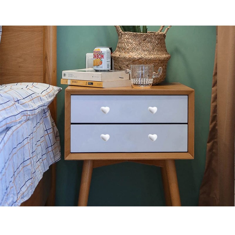 HUAMULAN 15PCS Glossy Ceramic Knobs Heart Shape Cabinet Dresser Pulls