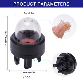VooGenzek 7 PCS Snap-in Primer Bulb Pump, General Snap-in Oil Bubble Primer, Replace Snap in Primer Bulb Fit, for Various Chainsaw Strimmer Carburettor Spare Parts Pack