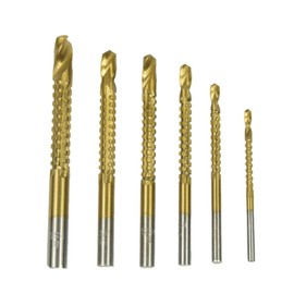 TEHAUX HSS Titanium Coated Drill Bits 6 Piece Set 3mm-8mm Side Cutting Saw Drill Bit for Woodworking Thin Metal Plastic Reaming and Grooving Twisting Rotary Hole Cutter with 1/4 Round Shank