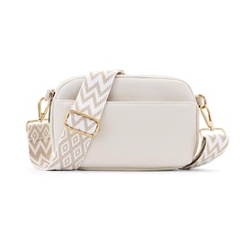 FuninCrea Umhängetasche Damen Crossbody Bag Damen, 3 Taschen Schultertasche Damen Umhängetasche Damen Leder Tasche Damen Umhängetasche mit Abnehmbaren und Verstellbaren Schultergurten (Weiß)