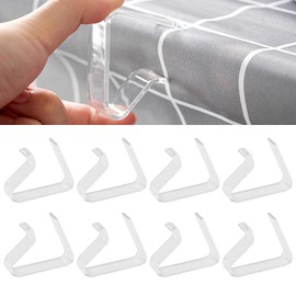 FNSIGHD 8 Pcs Table Cloth Clip,Transparent Plastic Clips for Tablecloths Outdoor,Universal Windproof Picnic Table Cloth Pegs,for Garden Picnics Outdoor Camping Wedding Dinner Party(Transparent)