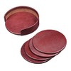 Dacasso Mocha Leather 4-Round Coaster Set