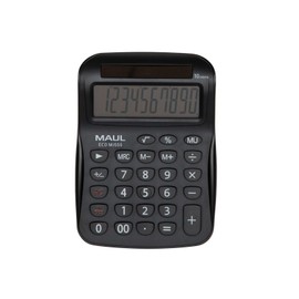 MAUL Eco MJ 555 Calculator, Solar with 10 Digits Display, Sustainable Desktop Calculator Made of Recycled Plastic, Standard Functions, Blue Angel/uz116, Black