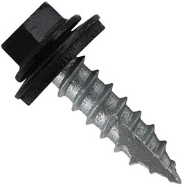Black #14 Hex Head Sheet Metal Roof Screws: (250) 1" Self-Tapping Screws with EPDM Washer for Corrugated Roofing