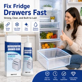 Refrigerator Repair Adhesive for Plastic & Glass – Cold-Resistant Clear Glue for Fridge Drawers, Shelves & Compartments