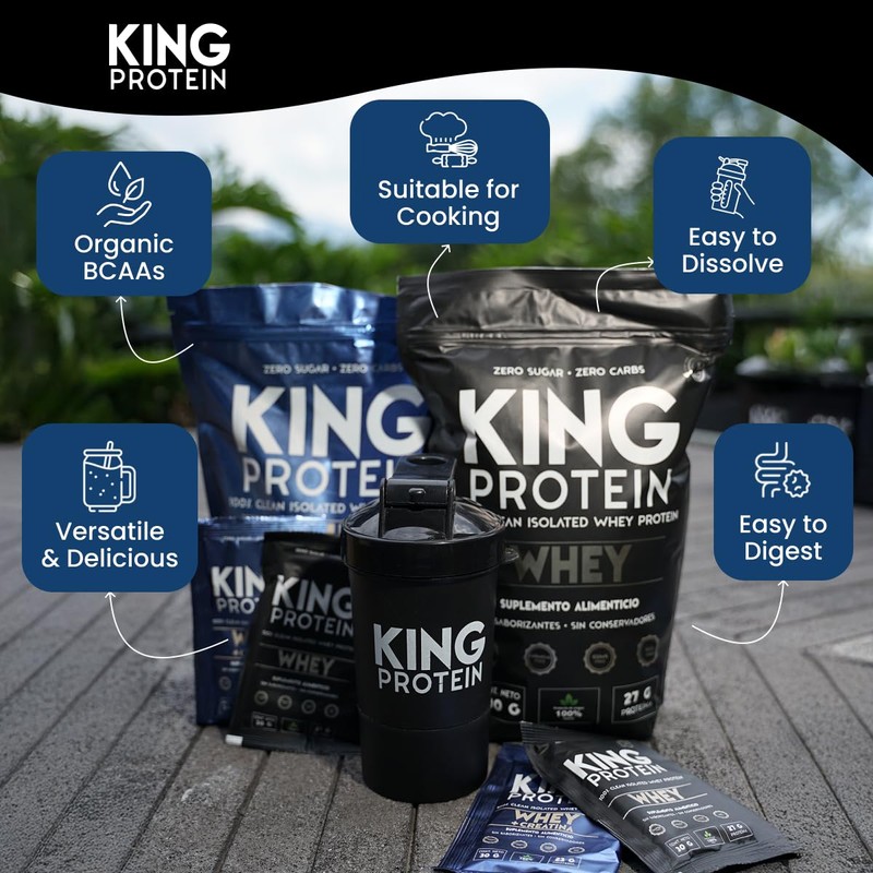 KING Protein Clean Unflavored Whey Isolate Protein Powder with Creatine