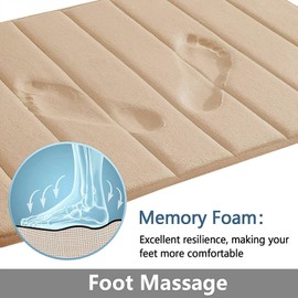 smiry Memory Foam Bath Mat, 60 x 90 cm, Extra Soft Non-Slip Bathroom Mat, Super Absorbent Bath Mats for Bathroom Floor, Machine-Washable Dry Bath Rug Foot Mat, Brown