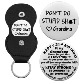 Ukodnus 21st Birthday Gifts for Grandson from Grandma, 21 Year Old Men's Birthday Gift ldeas, 21st Birthday Decorations for Adult Son, 21 Yr Old Bday Gifts Happy Birthday Keychain
