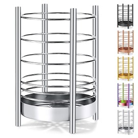 HOMQUEN Kitchen Utensil Holder for Kitchen Counter, Stainless Steel Utensil Vessels, Utensil Storage Caddy Organiser, Cooking Utensil Holder, Kitchen Appliances, Easy Cleaning (Silver/7.4 x 5.2