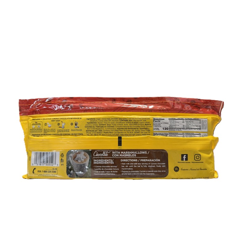 Corona - Cinnamon & Cloves Chocolate Bars - Resealable -