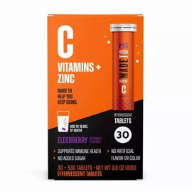MadeTo 🍊MadeTo C Vitamins + Zinc Elderberry Immunity Support 30 Effervescent Tablet A1