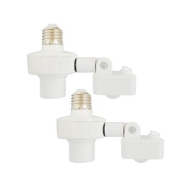 2 Pack Motion Sensor Light Sockets,Motion Activated Socket Adapter, E26/E27 Adjustable Sensor Head Security Light Bulb Socket for Garage,Hallway,Pantry Room,Laundry Room