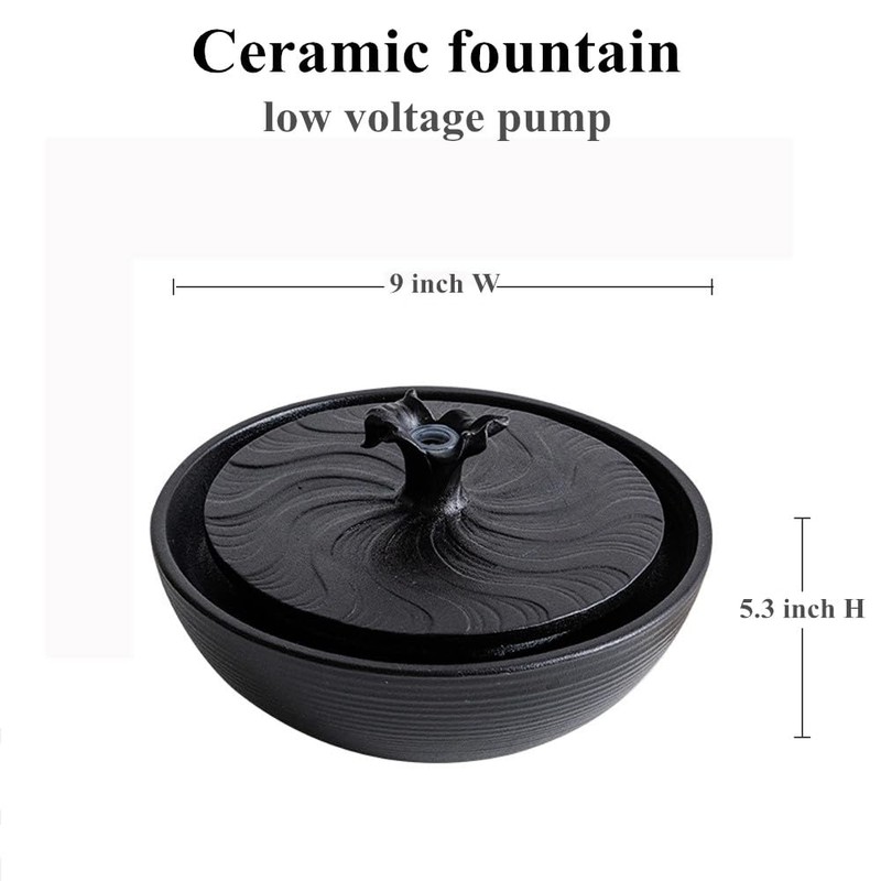 Ceramic Tabletop Water Fountain Feature for Indoor and Outdoor Home