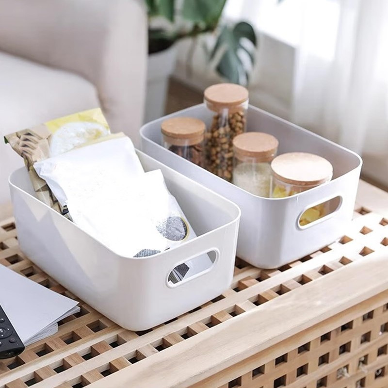 GAOHAN 12 Packs Plastic Storage Boxes with Handles, 3 Colours