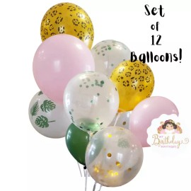 Unbranded Animal Print Balloons, Palm Leaf,Cheetah Leopard,Forest Green,Pink Balloons