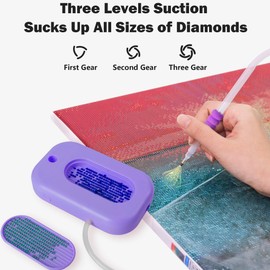 Diamond Art Painting Pen Kit for Adults, Electric Diamond Painting Pen with Storage Tray, Diamond Art Accessories Tools for Setting AB Stones Without Wax, Multifunctional & Long-Lasting (Purple)