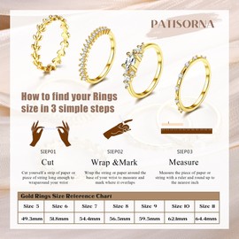 PATISORNA 14K Gold Rings for Women Set Dainty Trendy Gold Plated Non Tarnish Stacking Cubic Zirconia Fashion Ring Jewelry Size 10