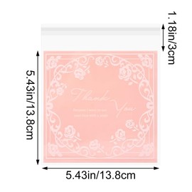 yueton 100PCS Self Sealing Cellophane Cookie Bags Cute Pink Cookie Bags Adorable Resealable Cellophane Bags for Christmas Wedding Gift Giving