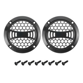 sourcing map 2 Pcs 2inch Black Speaker Grill Mesh Plastic Woofer Guard Protector Dust Cover Black Decorative Circle Plastic Frame with Screws for Home Audio Car Speaker Replacement